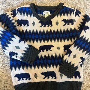 Hatley V-Neck Sweater with Bear Motif